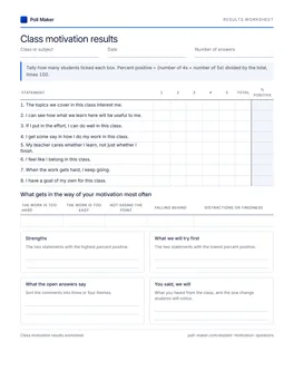 First page of the class results worksheet PDF