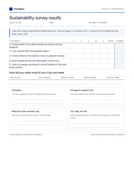 First page of the results worksheet PDF