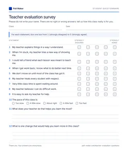 First page of the student questionnaire PDF