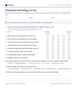 First page of the staff it questionnaire PDF