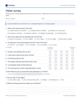 First page of the visitor questionnaire PDF