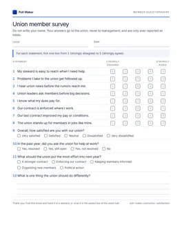 First page of the member questionnaire PDF