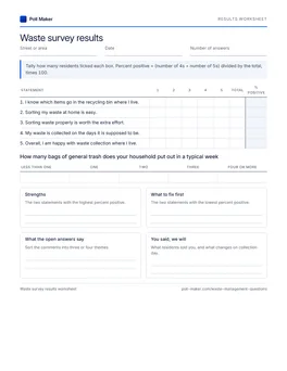 First page of the results worksheet PDF