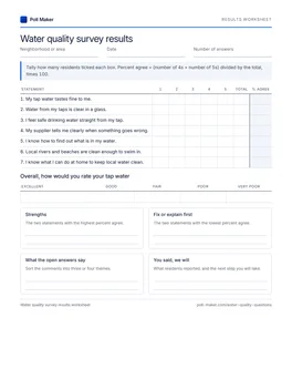 First page of the water survey tally sheet PDF