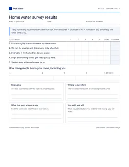 First page of the results worksheet PDF
