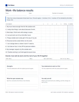 First page of the balance results worksheet PDF
