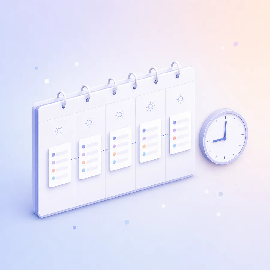 A week of daily poll cards lined up on a calendar at the same time each morning