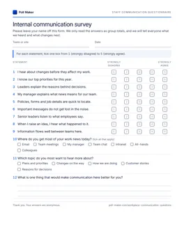 First page of the staff communication questionnaire PDF