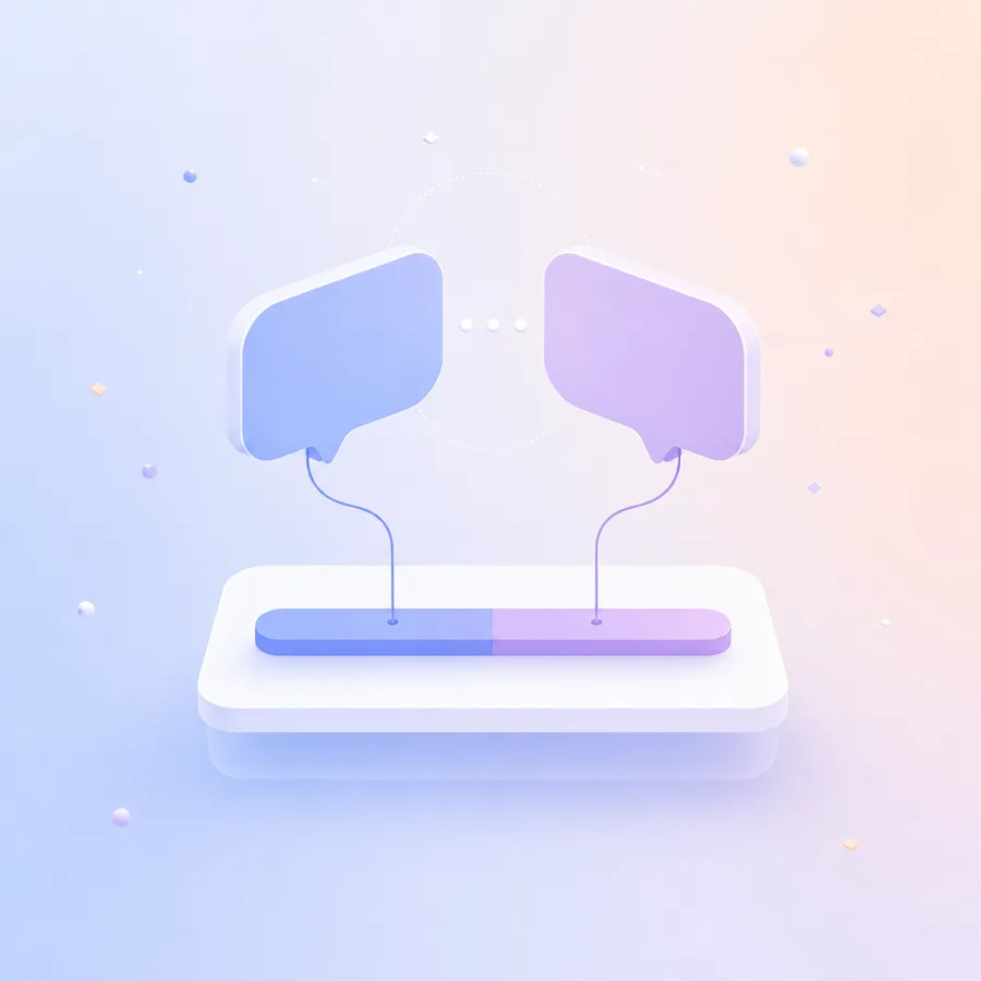 A split poll result turning into a conversation between two speech bubbles