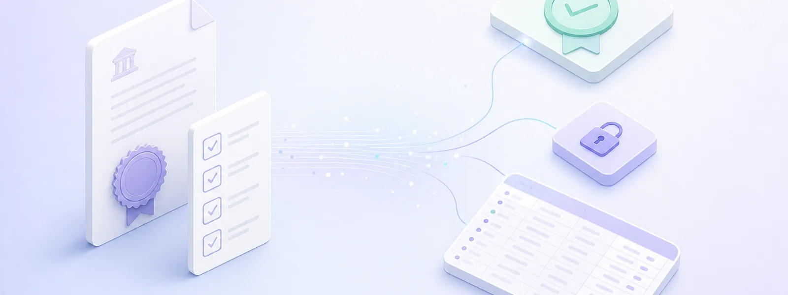 Regulation checklist becoming a verified certificate with an audit log