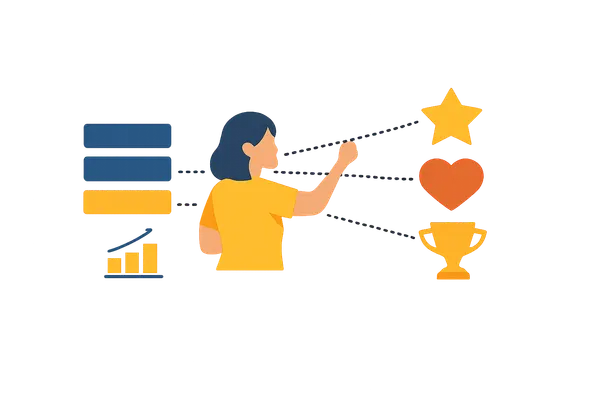 Flat illustration of quiz question examples