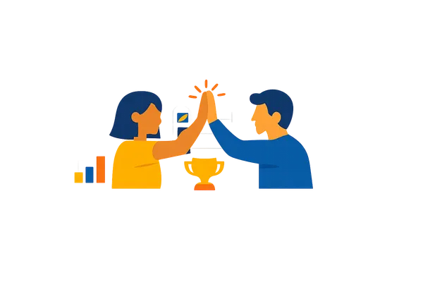 Flat illustration of friends sharing a quiz result